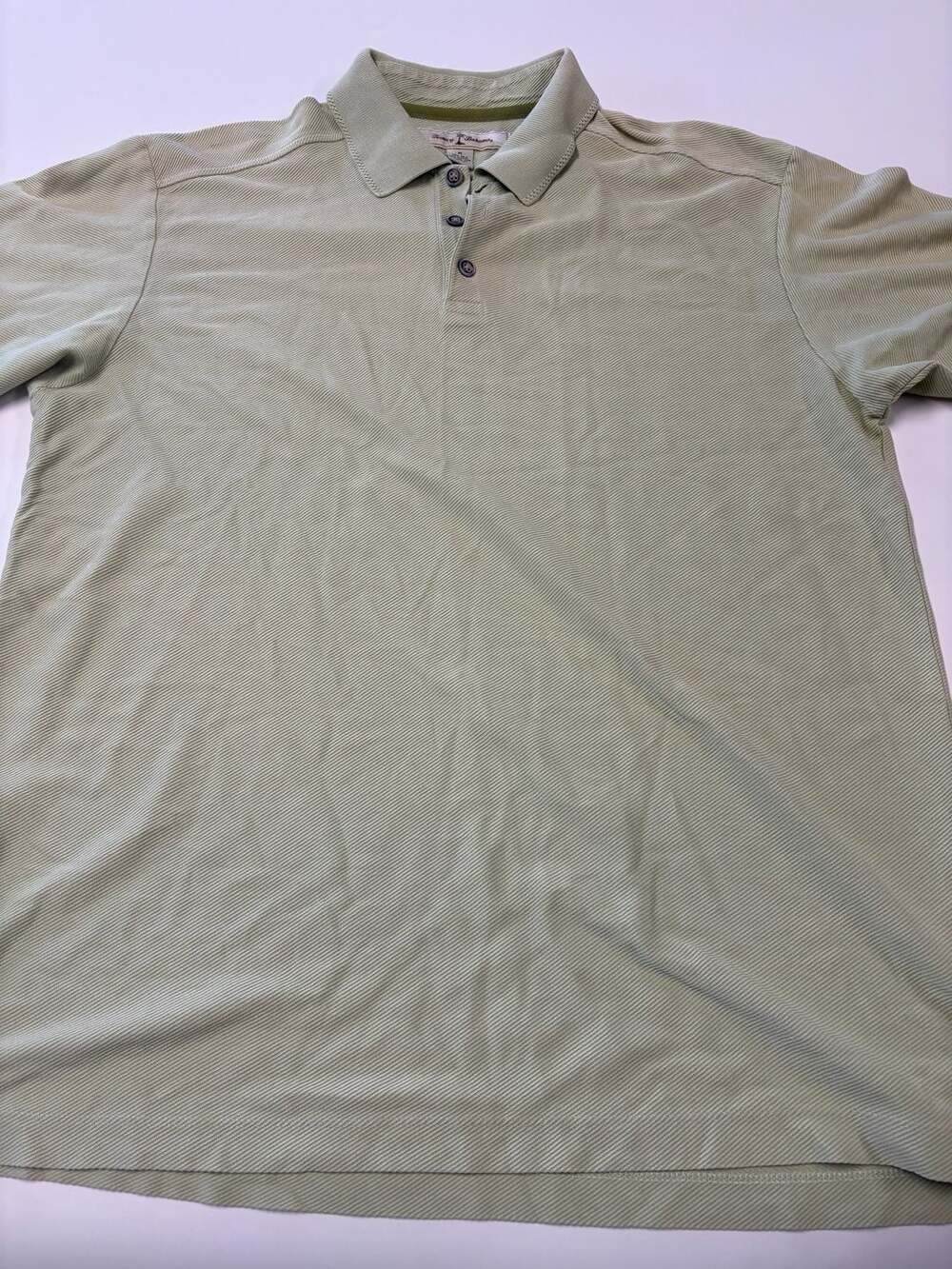 Tommy Bahama Polo Shirt Size M Green Silk Cotton Ribbed Short Sleeve